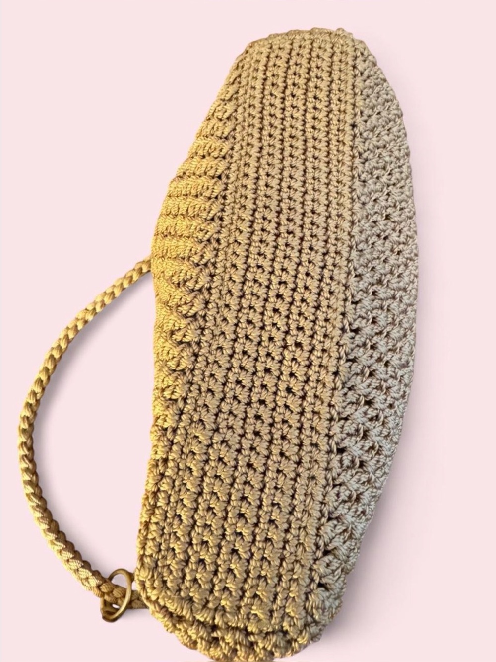 The Sak Gold Crochet Shoulder Bag w/BONUS Crocheted Cherries 🍒 Bag Charm/Keyring - Picture 7 of 9